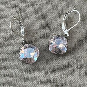 Swarovski Pink Ice Cushion Cut Earrings Sterling S…